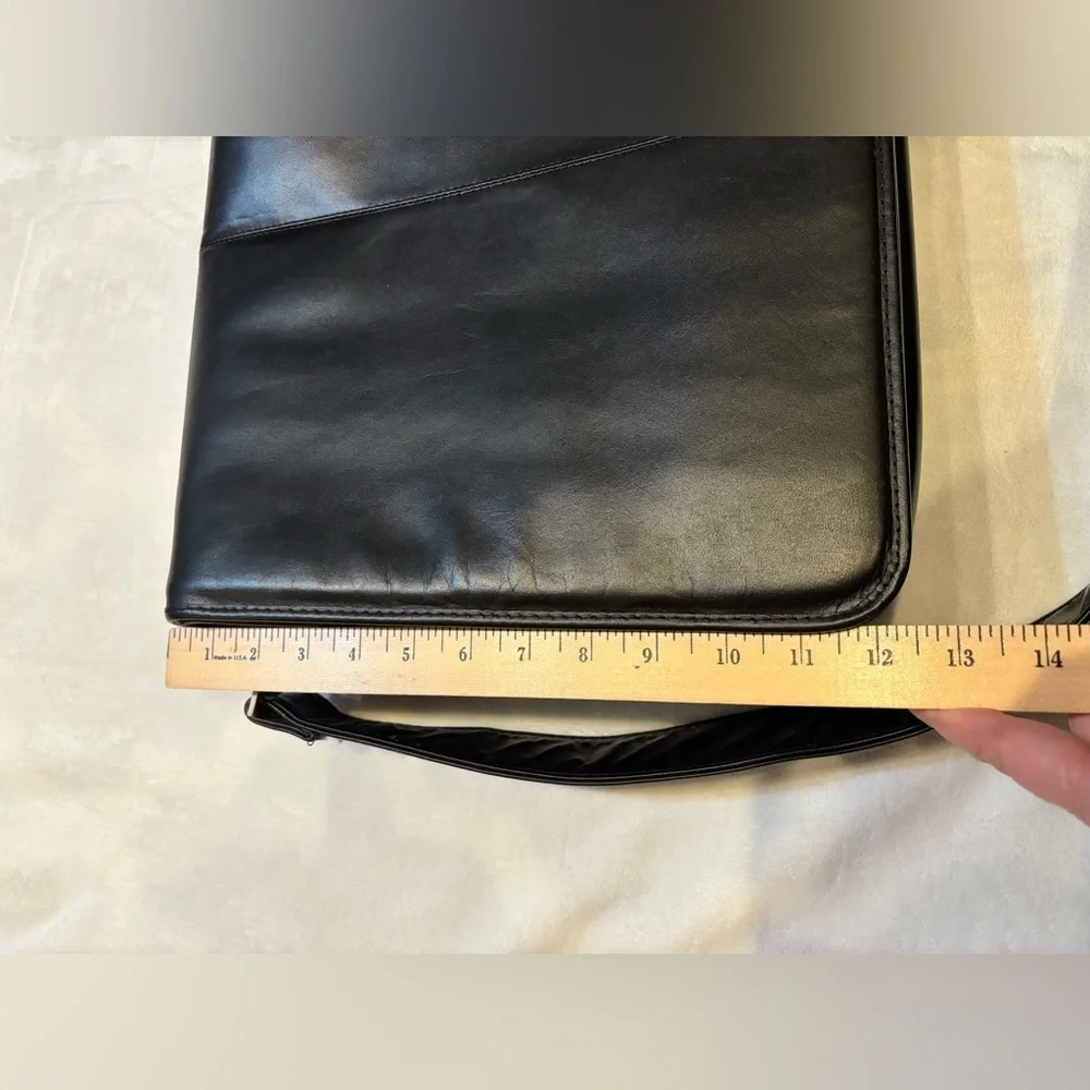 McKlein Black Leather Laptop Messenger Bag Flap Over Crossbody Briefcase